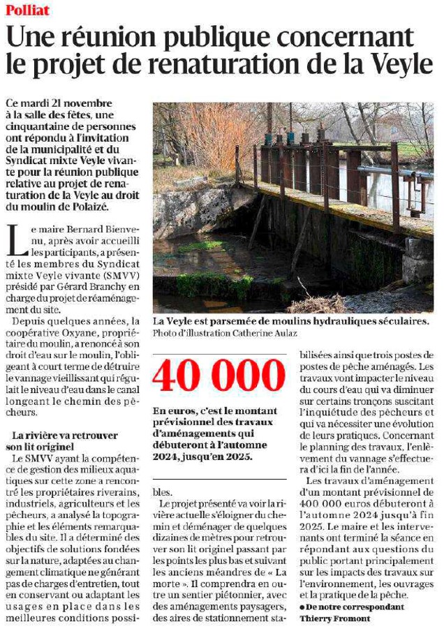 Article dans Le Progrès du 25/11/2023 (Erratum : il faut lire 400 000 au lieu de 40 000)